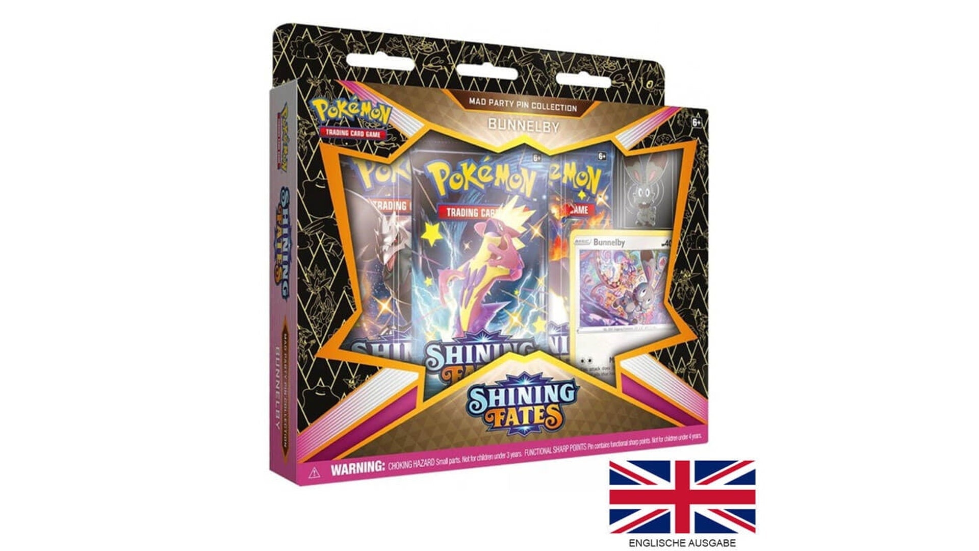 Shining Fates - Bunnelby Mad Party Pin Collection, englische Ausgabe