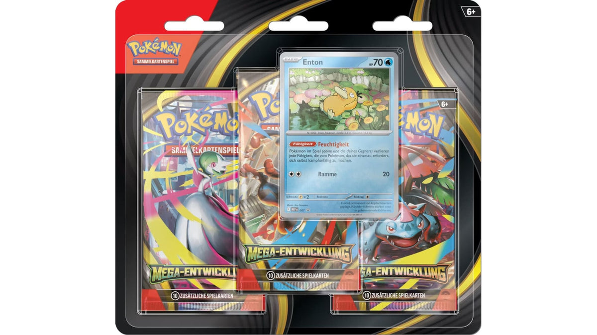 Pokemon Mega-Entwicklung 3er Booster Blister Enton, deutsche Ausgabe